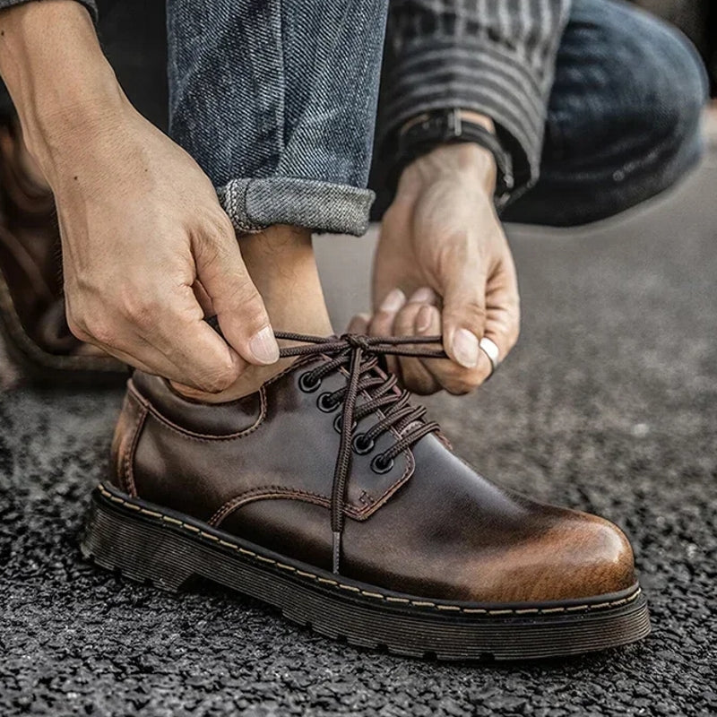 Men Genuine Leather Round Toe Walking Shoes Men Dresses Shoes - Tophatter Daily Deals
