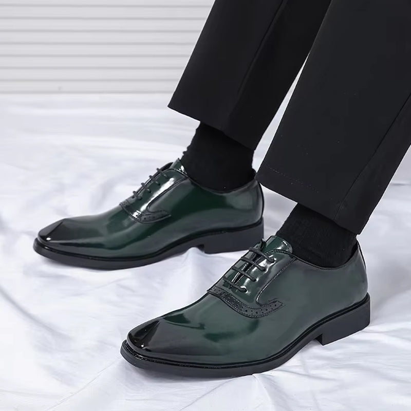 Patent Leather Men's Shoes Pointed Oxford Army Green 46 Men Dresses Shoes - Tophatter Daily Deals