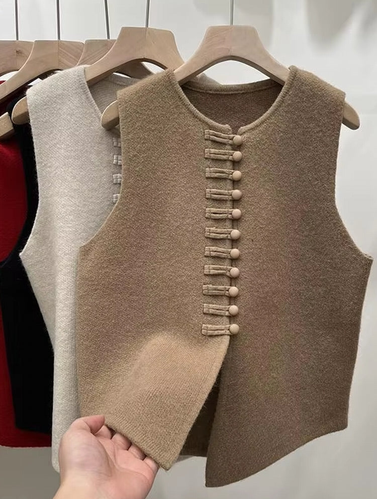 Winter Round Neck Vest Sweater Tops Blouses - Tophatter Daily Deals