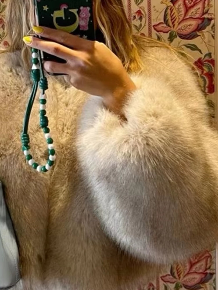 Gradient Cropped Faux Fur Coats Coats & Jackets - Tophatter Daily Deals