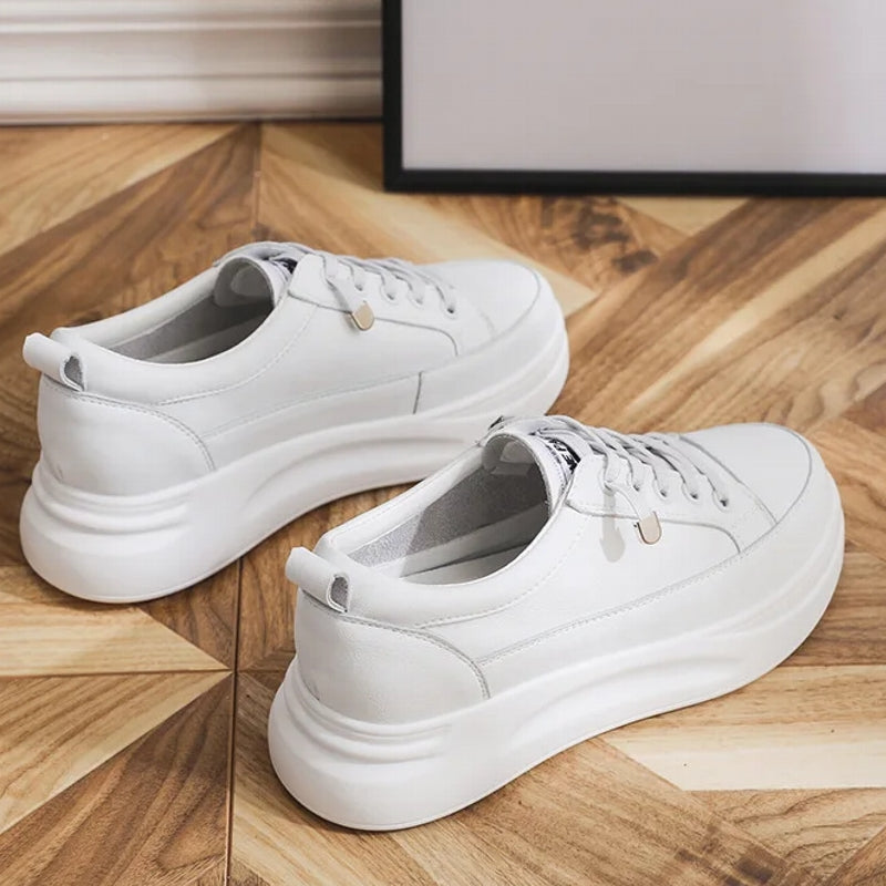 Versatile White Sneakers 4.5cm Platform Flats High Heel Sneaker - Tophatter Daily Deals