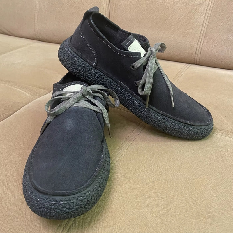 Men Suede Genuine Leather Casual Shoes Gray Men Shoes - Tophatter Daily Deals