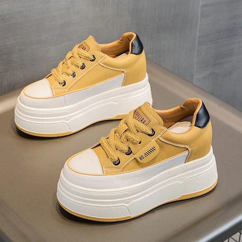 Cow Suede Genuine Leather Platform Shoes 9cm High Heel Sneaker - Tophatter Daily Deals