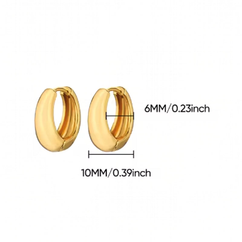 Retro style Chunky Gold Hoop Earrings for Women 6x10mm Earrings - Tophatter Daily Deals
