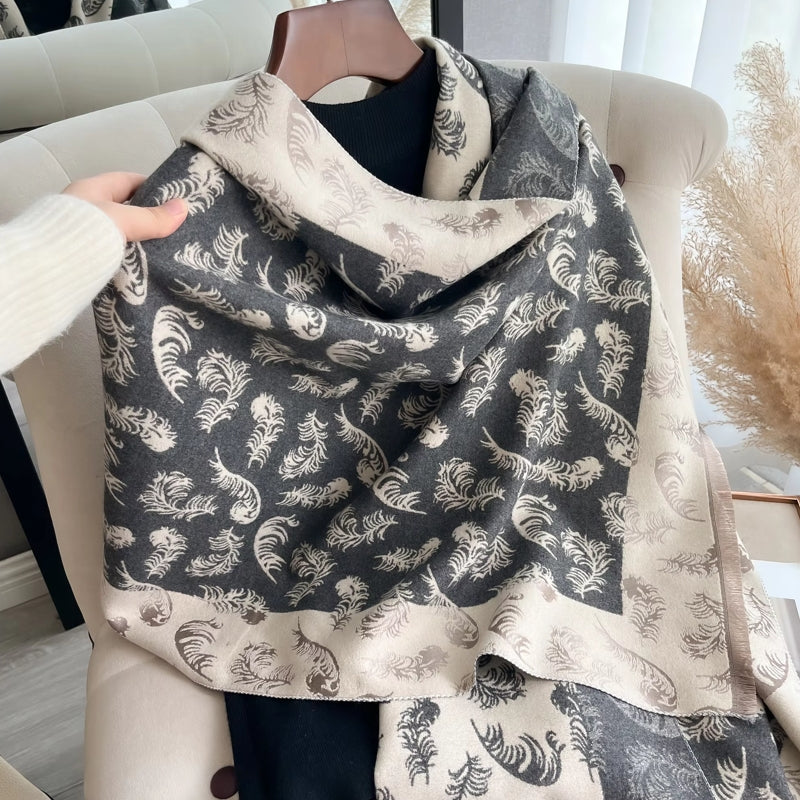 Women Scarf Warm British Style Thicken Grey Shawl Scarf - Tophatter Daily Deals