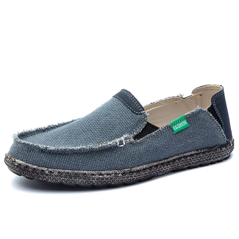 Canvas Loafers Breathable Men Flat Lazy Shoes Blue Loafers - Tophatter Daily Deals