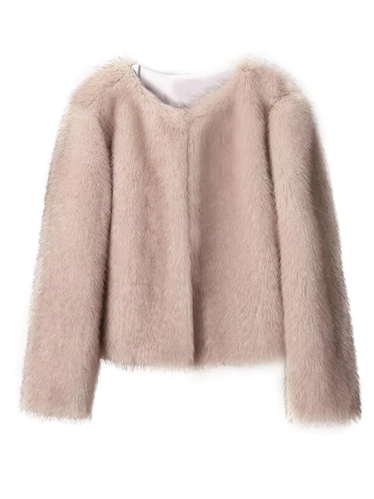 Gradient Cropped Faux Fur Coats Coats & Jackets - Tophatter Daily Deals