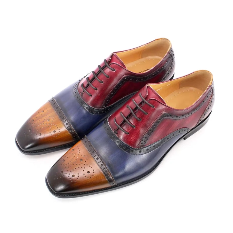 Mixed Color Oxford Cowhide Men Dress Shoes Red Men Dresses Shoes - Tophatter Daily Deals
