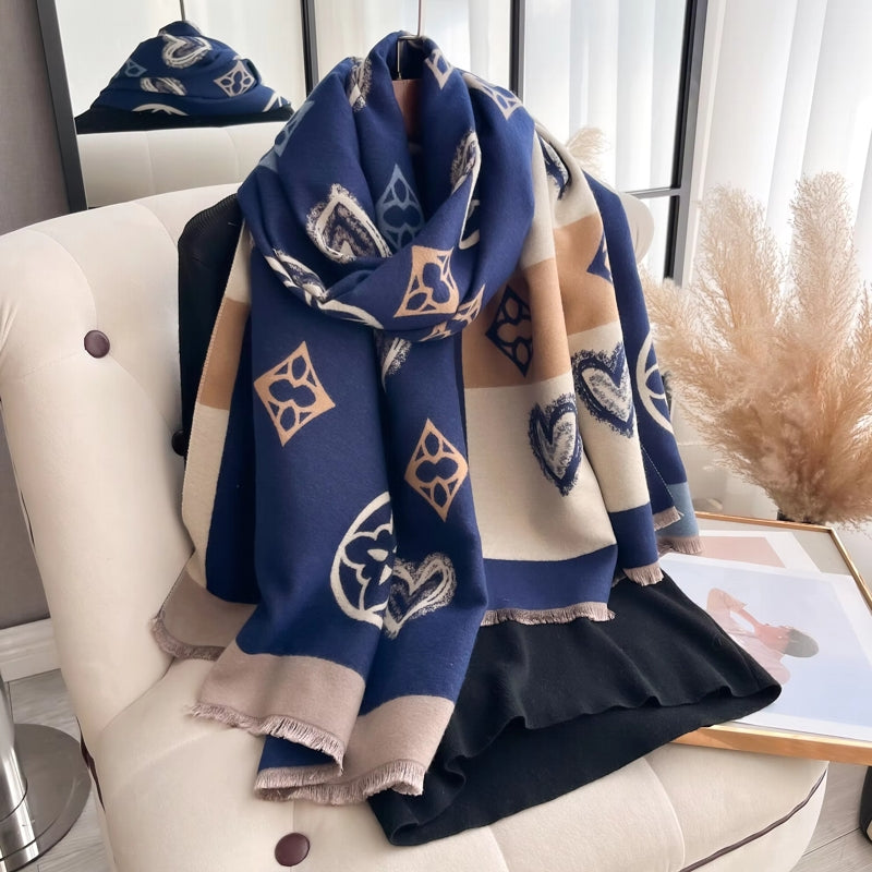 Winter Warm Cashmere Wraps Women Scarf Blue Shawl Scarf - Tophatter Daily Deals