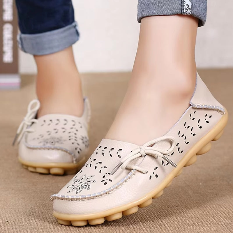 Women Casual Shoes Breathable Leather Loafers Women Shoes - Tophatter Daily Deals