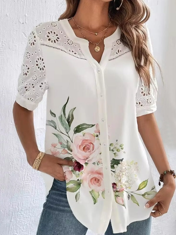 Elegant Short Sleeve Blouse Holiday Weekend White Blouses - Tophatter Daily Deals