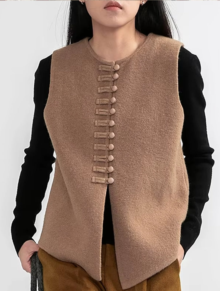 Winter Round Neck Vest Sweater Tops Blouses - Tophatter Daily Deals