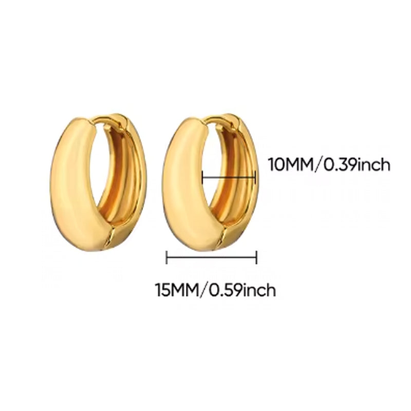 Retro style Chunky Gold Hoop Earrings for Women 10x15mm Earrings - Tophatter Daily Deals