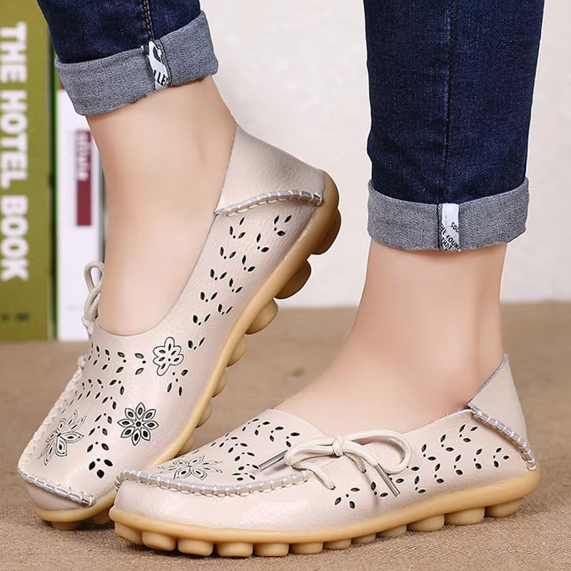Women Casual Shoes Breathable Leather Loafers Women Shoes - Tophatter Daily Deals