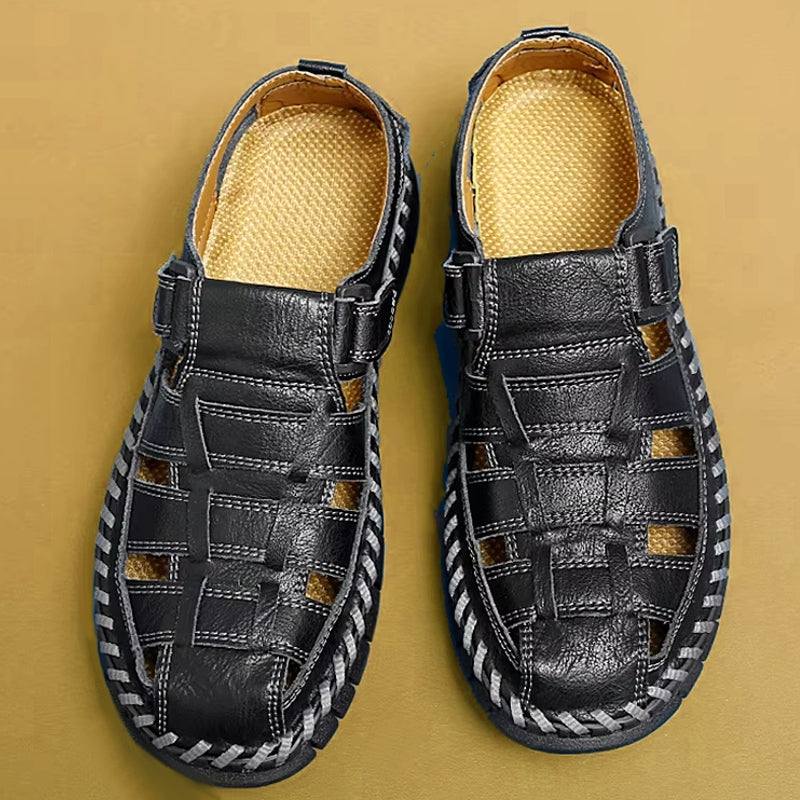 Slip On Split Leather Shoes Men Flats Men Sandals - Tophatter Daily Deals