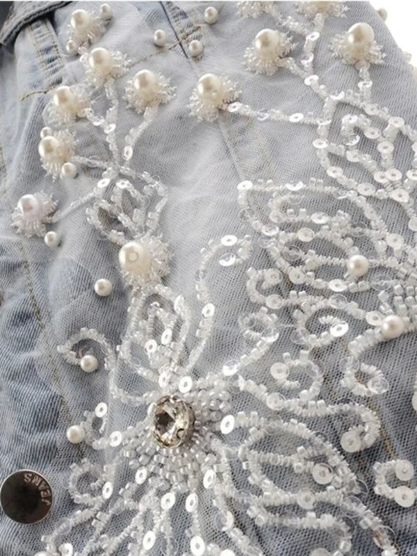 Women Denim Vest Pearls Waistcoats Coats & Jackets - Tophatter Daily Deals