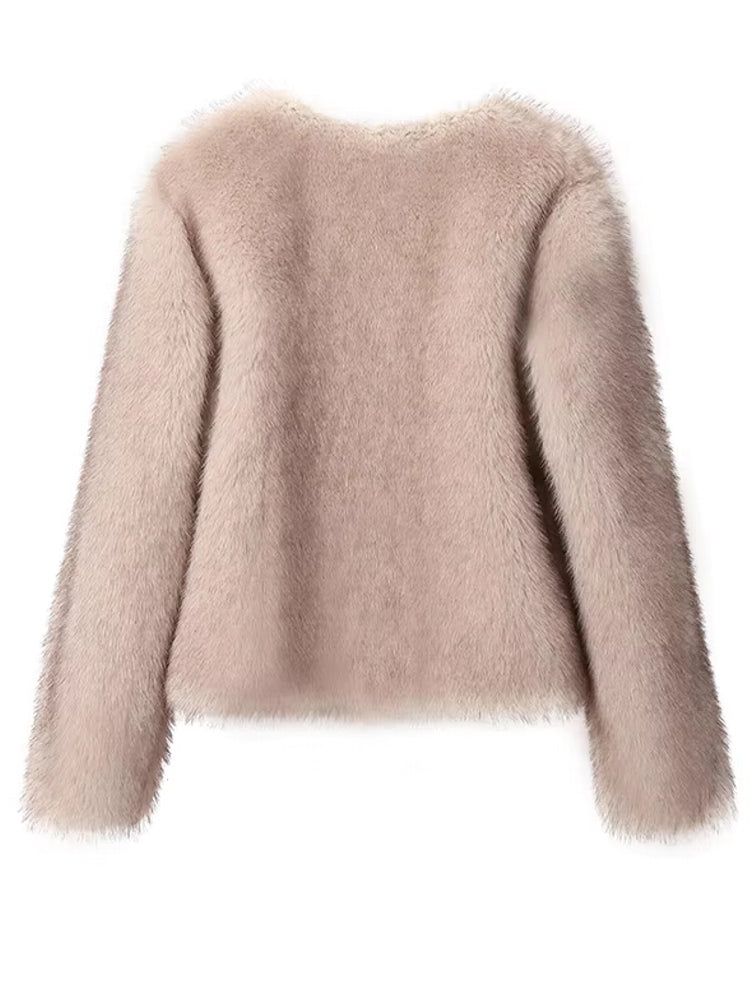 Gradient Cropped Faux Fur Coats Coats & Jackets - Tophatter Daily Deals