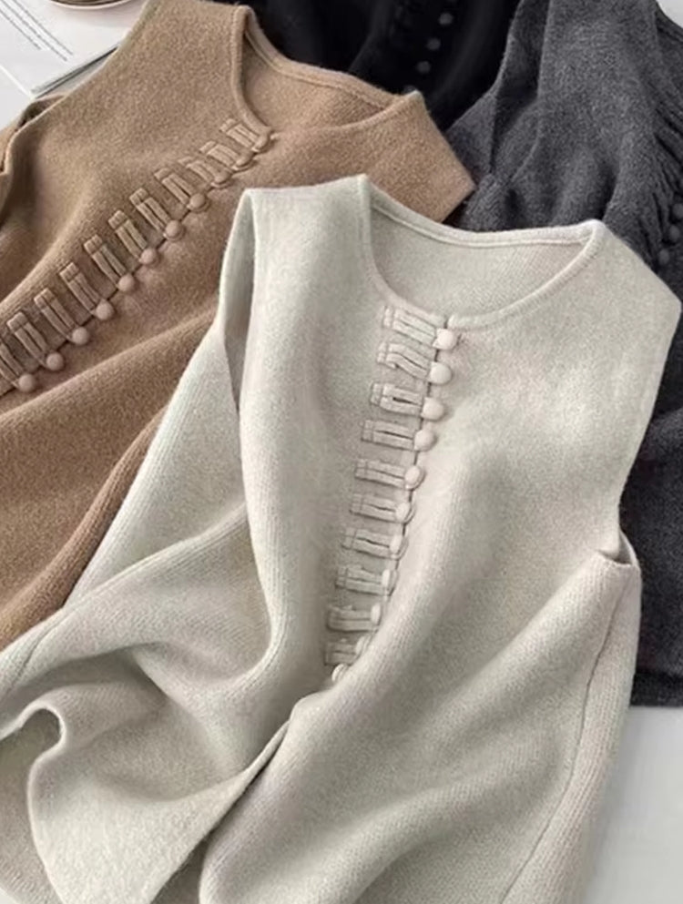 Winter Round Neck Vest Sweater Tops Blouses - Tophatter Daily Deals