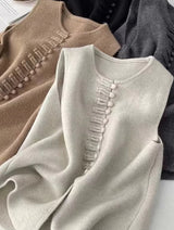 Winter Round Neck Vest Sweater Tops Blouses - Tophatter Daily Deals