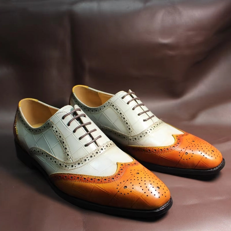 Luxury Leather Crocodile Pattern Oxford Shoes Men Dresses Shoes - Tophatter Daily Deals