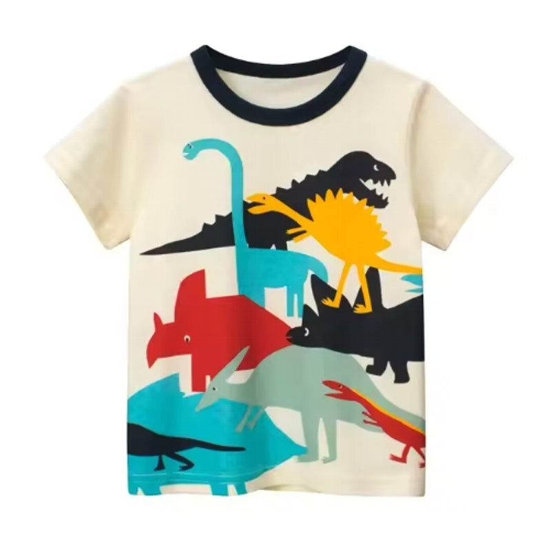 Summer Children Clothing Cartoon Dinosaur T-Shirts Red kids clothing - Tophatter Daily Deals