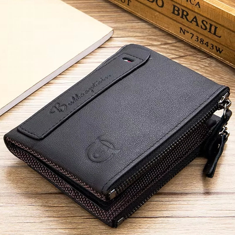 Genuine Leather Wallet for Men Vintage Bifold Black Wallets - Tophatter Daily Deals