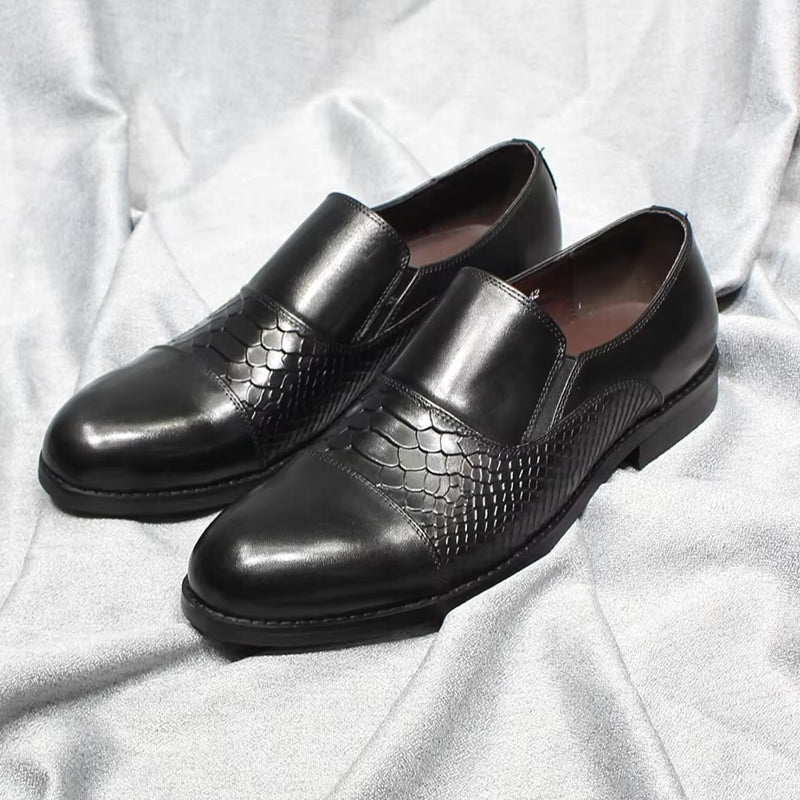 Classic Snake Print Genuine Leather Cap Toe Shoes Men Dresses Shoes - Tophatter Daily Deals