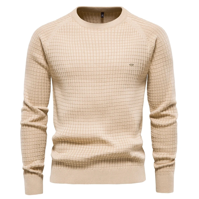 Cotton Men Sweaters Solid Color O Neck Beige Men Blouse - Tophatter Daily Deals
