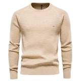 Cotton Men Sweaters Solid Color O Neck Beige Men Blouse - Tophatter Daily Deals
