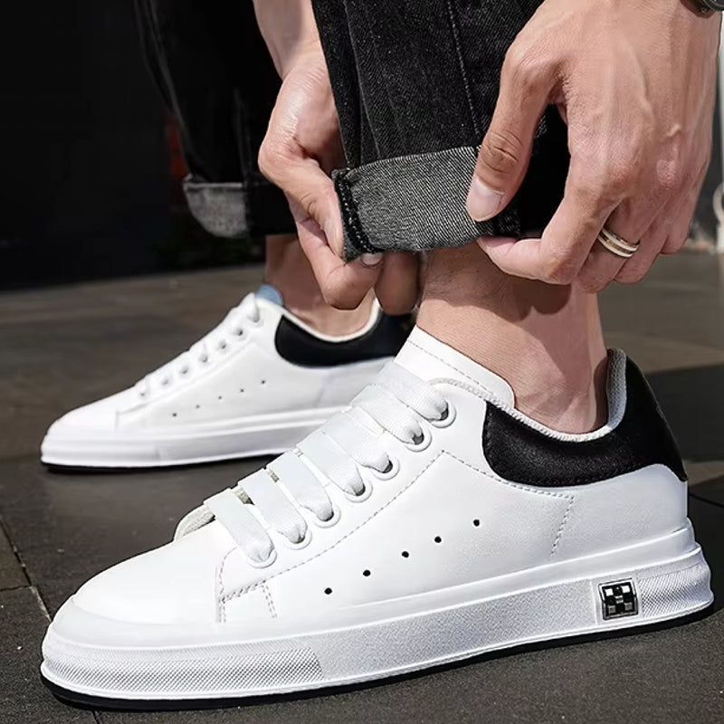 Elevate Your Style and Comfort Leisure Sport Shoes 6cm White Men Sneakers - Tophatter Daily Deals