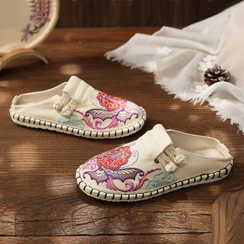 Women Canvas Bohemian Retro Flat Slippers Slippers - Tophatter Daily Deals