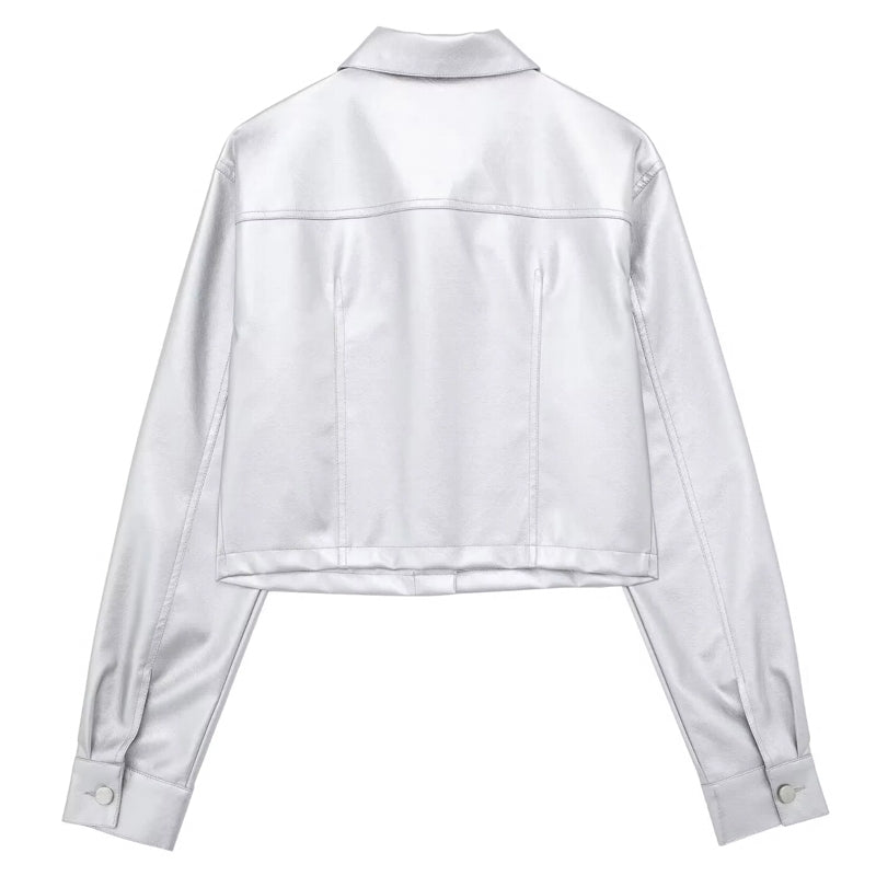Fashion Popular Shiny Silver Jackets Coats & Jackets - Tophatter Daily Deals