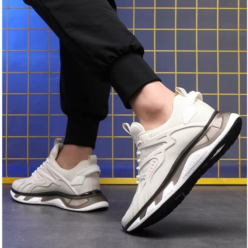 Unisex Cowhide Casual Height Increasing Shoes High Heel Sneaker - Tophatter Daily Deals