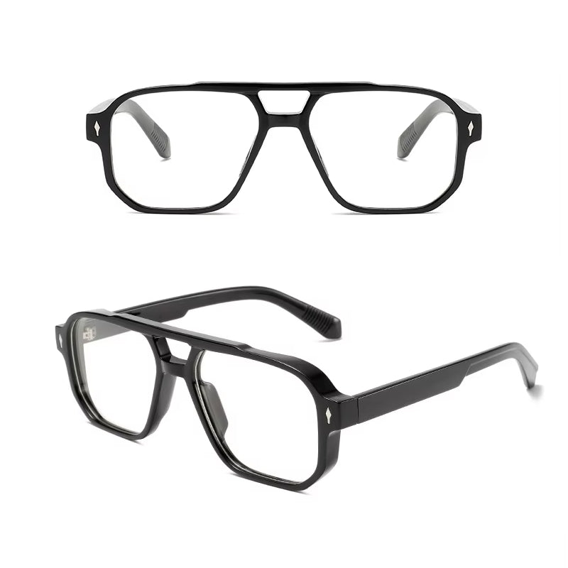 Vintage Double Bridges Square Men Sunglasses Clear Sunglasses - Tophatter Daily Deals