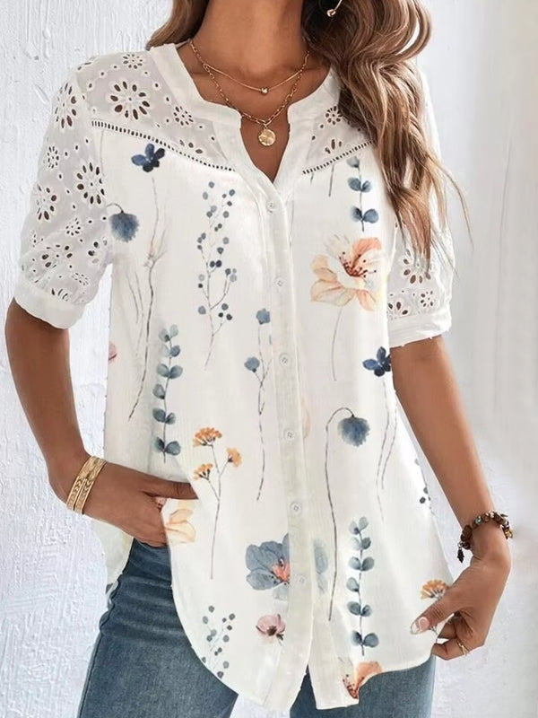 Elegant Short Sleeve Blouse Holiday Weekend Beige Blouses - Tophatter Daily Deals
