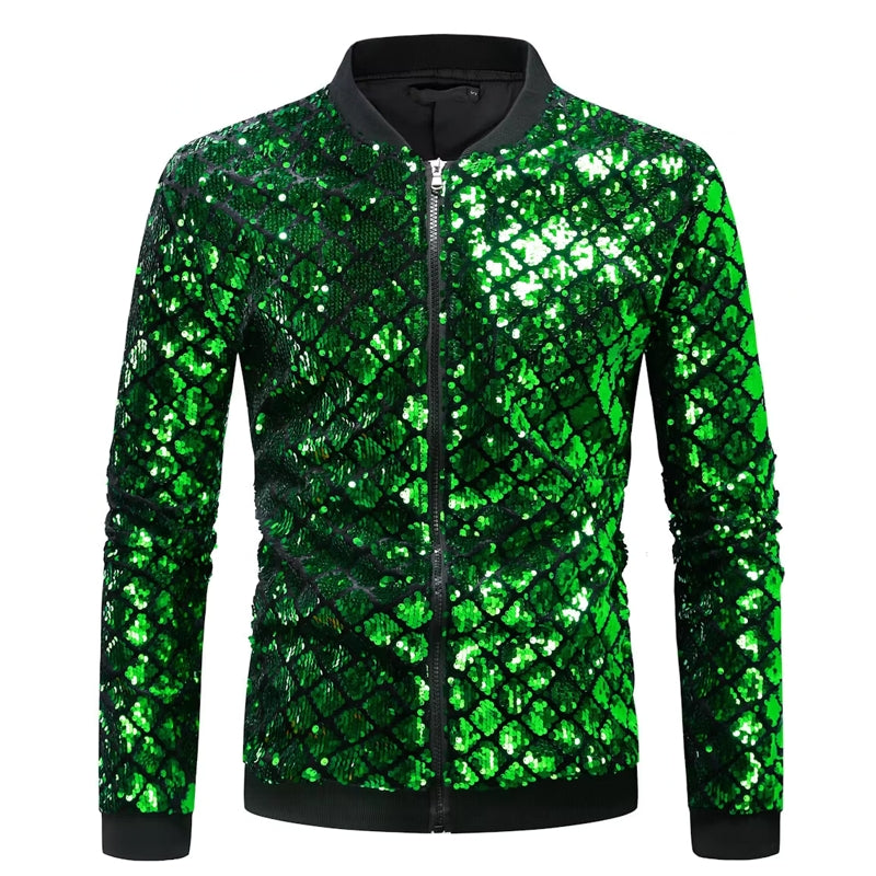 Men Shiny Black Blue Green Dance Street Wear Green Men's Clothing - Tophatter Daily Deals