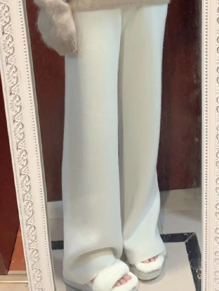 Loose Wool Knitted Wide-leg Trousers for Women Pants - Tophatter Daily Deals