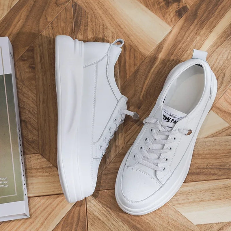 Versatile White Sneakers 4.5cm Platform Flats High Heel Sneaker - Tophatter Daily Deals