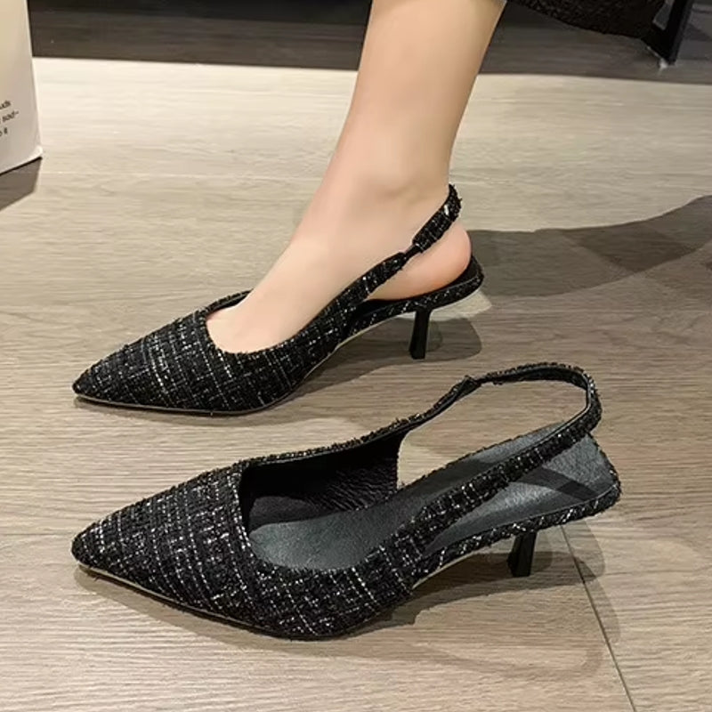 Fashion Versatile Heel Concise Modern Sandals for Women Black Women Shoes - Tophatter Daily Deals