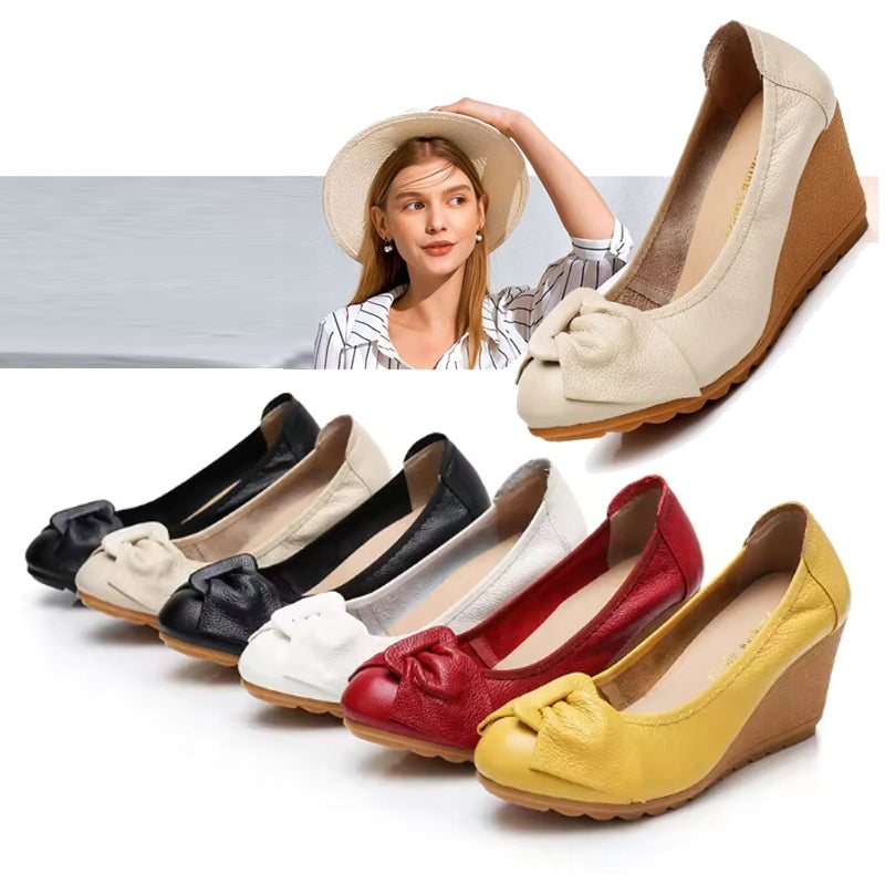 Elegant Leather Wedges Women High Heels Casual Women Shoes - Tophatter Daily Deals