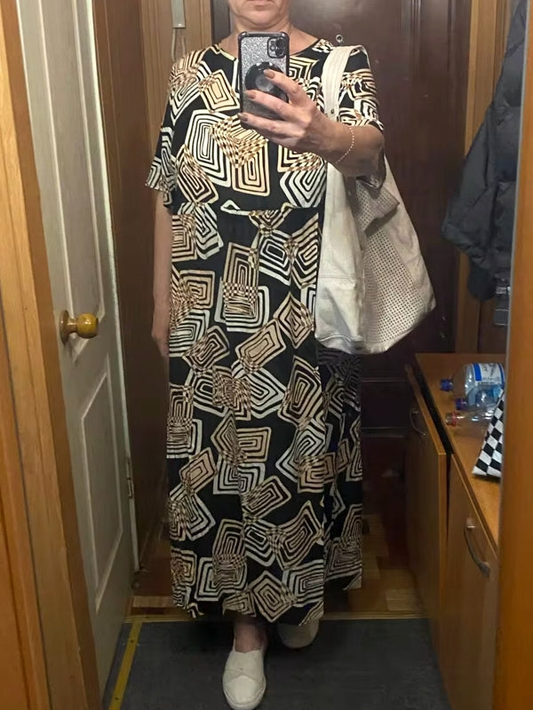 Geometric Printed Dress Robe Bohemian Maxi Long Dresses Maxi Dresses - Tophatter Daily Deals