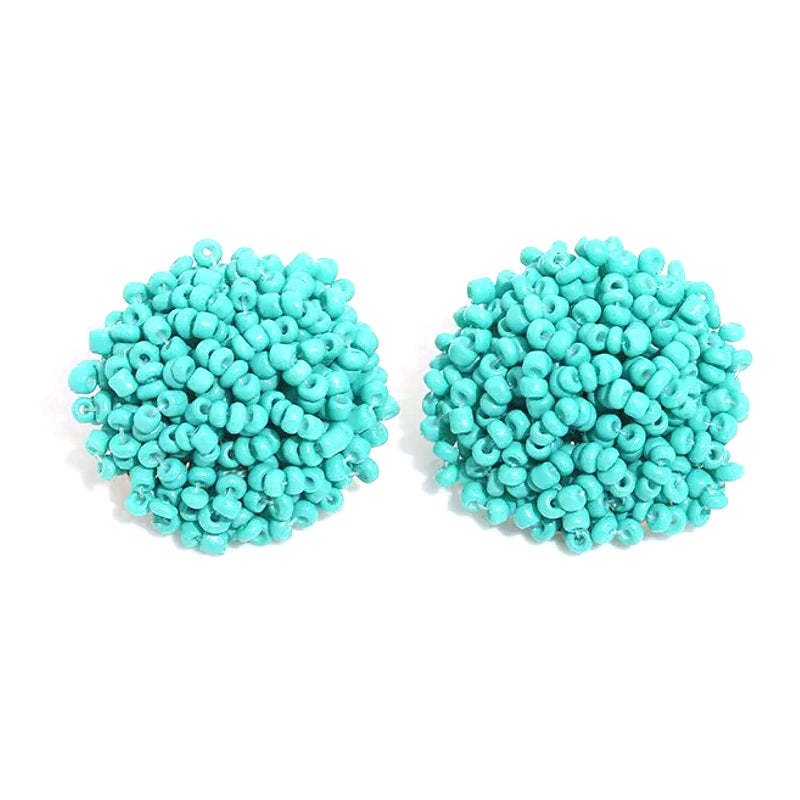 Fashion Handmade Beaded Stud Earrings Cyan Earrings - Tophatter Daily Deals