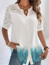Elegant Short Sleeve Blouse Holiday Weekend Cyan Blouses - Tophatter Daily Deals