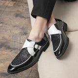 Fashion Men Golden and Black Sequined Shoes Men Shoes - Tophatter Daily Deals