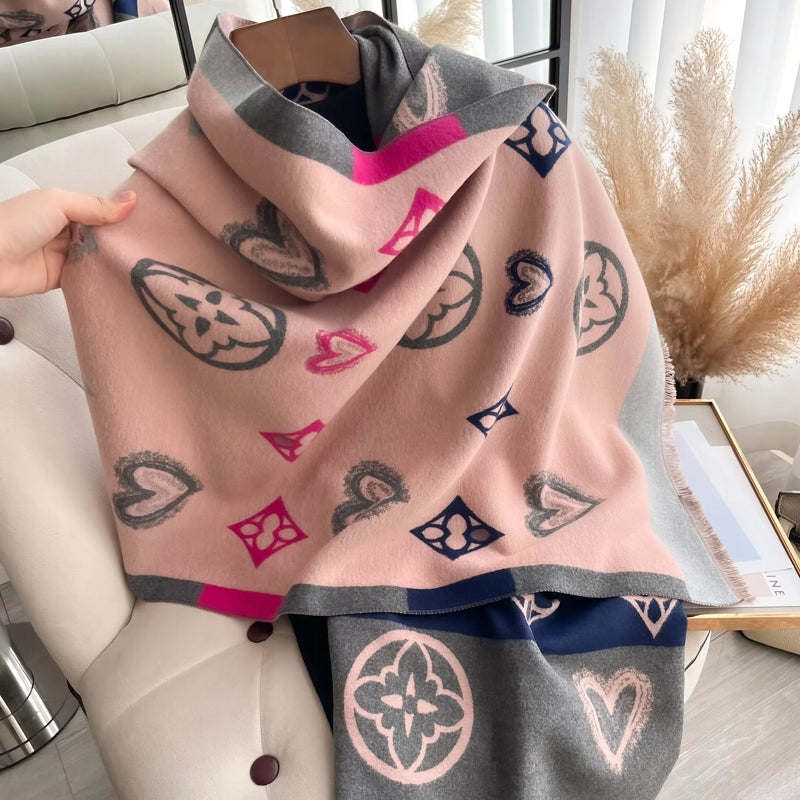 Winter Warm Cashmere Wraps Women Scarf Pink Shawl Scarf - Tophatter Daily Deals