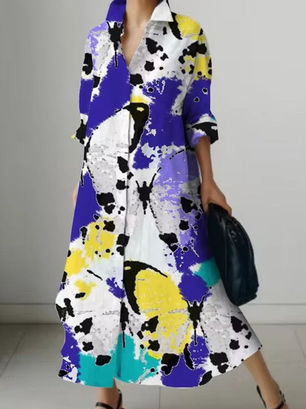 Women's Elegant Shirt Dresses Purple Maxi Dresses - Tophatter Daily Deals