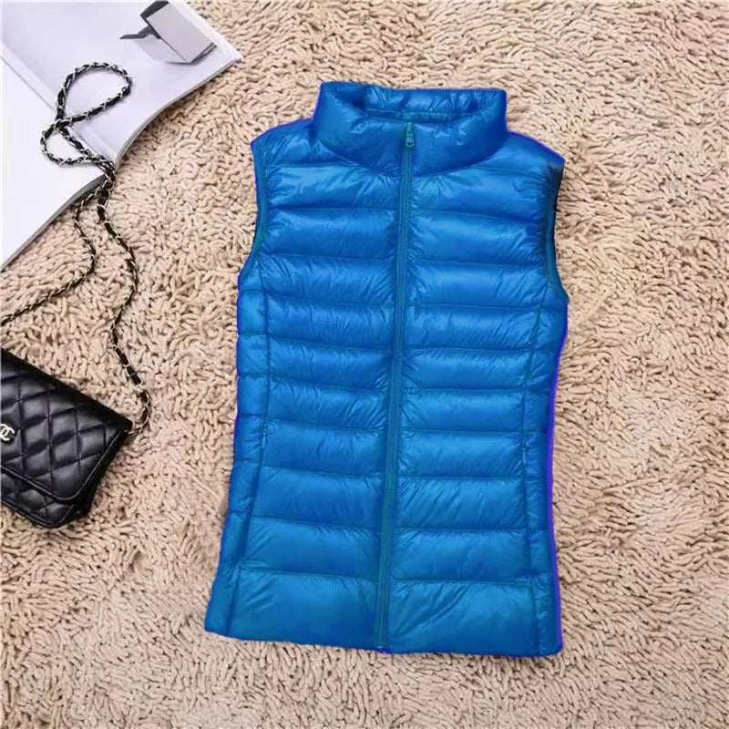 Duck Down Jacket Women Puffer Jacket Vest Blue Coats & Jackets - Tophatter Daily Deals