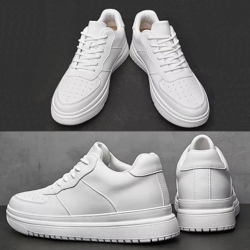 White 6cm Height Increasing Shoes for Unisex High Heel Sneaker - Tophatter Daily Deals