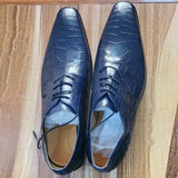 Blue Black Crocodile Pattern Oxford Shoes Men Dresses Shoes - Tophatter Daily Deals