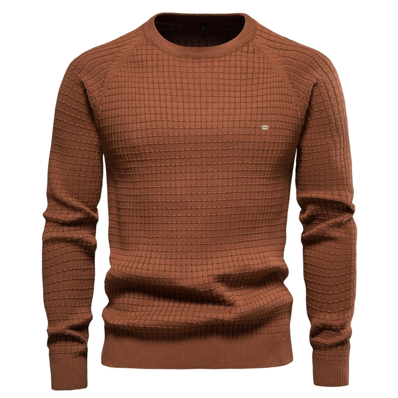 Cotton Men Sweaters Solid Color O Neck Brown Men Blouse - Tophatter Daily Deals